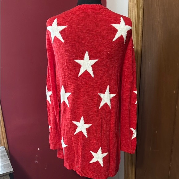 Boston Proper Red and White Star Cardigan - Picture 2 of 4